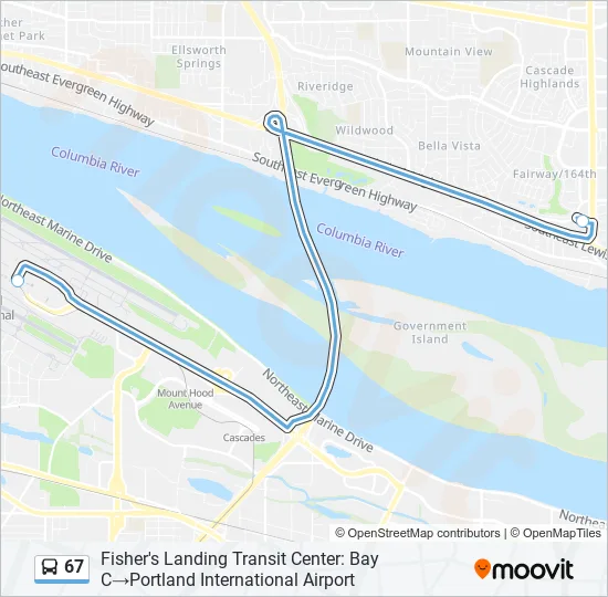 Mapa de 67 de autobús