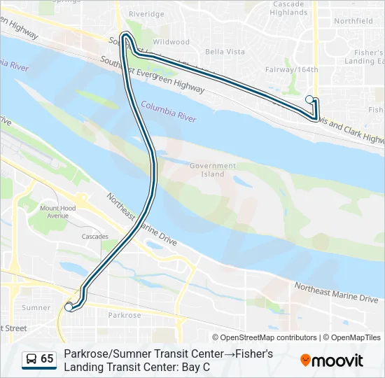 65 Bus Line Map