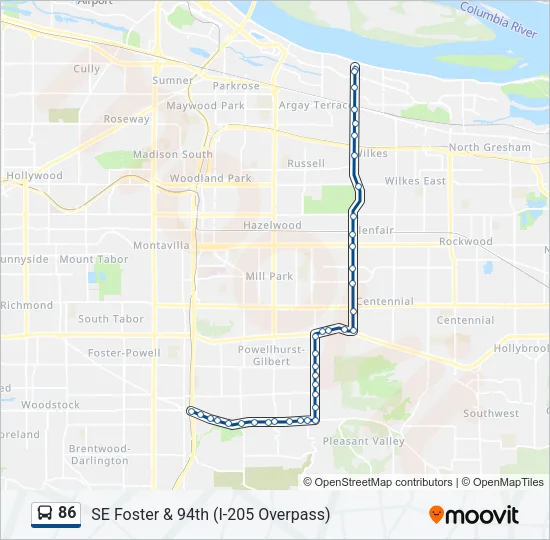 86 Bus Line Map