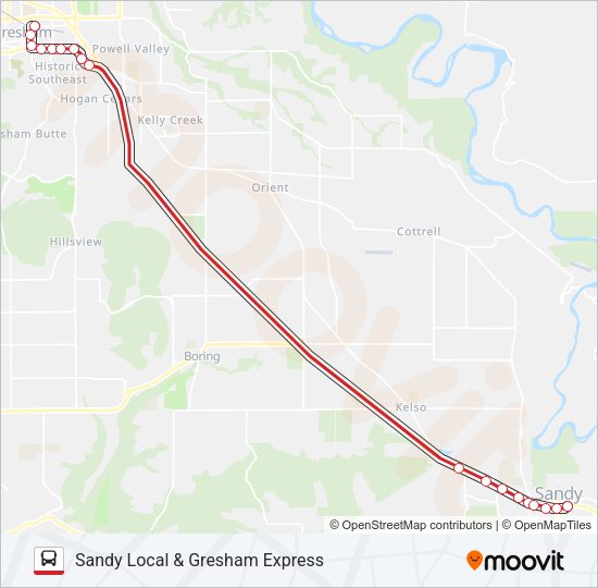 SANDY LOCAL & GRESHAM EXPRESS Bus Line Map