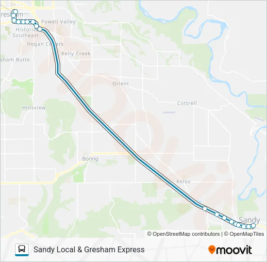 SANDY LOCAL & GRESHAM EXPRESS Bus Line Map