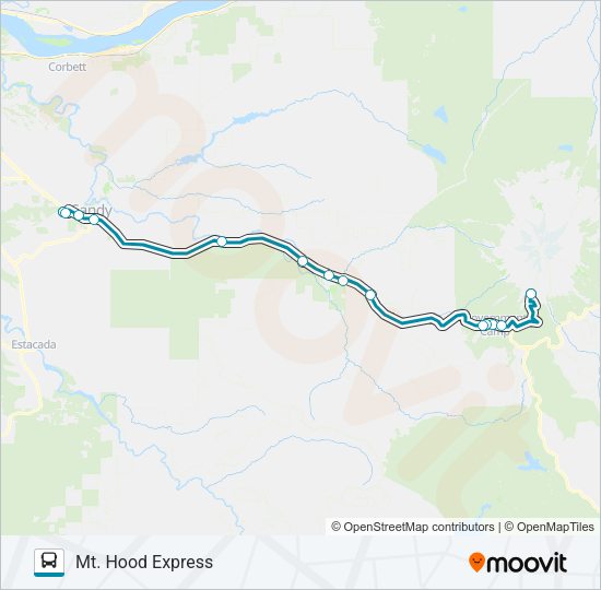 MT. HOOD EXPRESS Bus Line Map