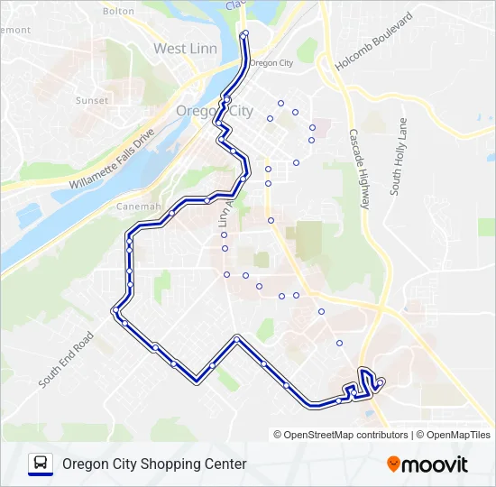 OREGON CITY SHUTTLE Bus Line Map