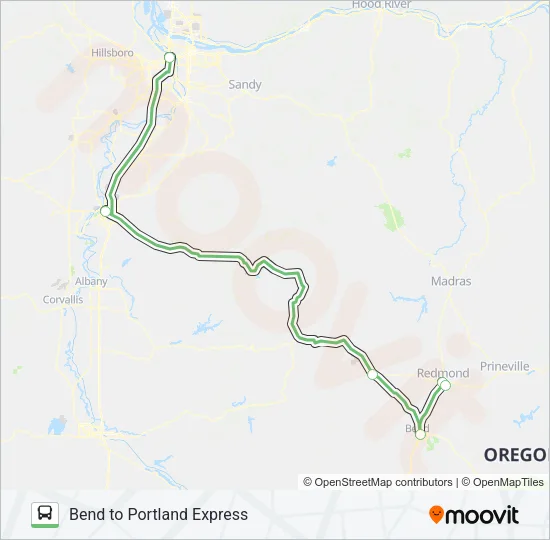 BEND TO PORTLAND EXPRESS Bus Line Map