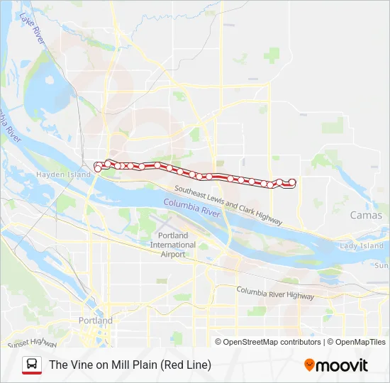 VINE-RED Bus Line Map