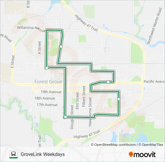 GROVELINK WEEKDAYS Bus Line Map