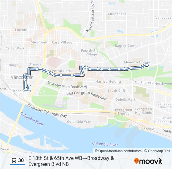 30 bus Line Map