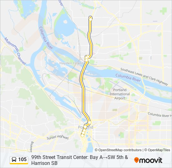 105 bus Line Map