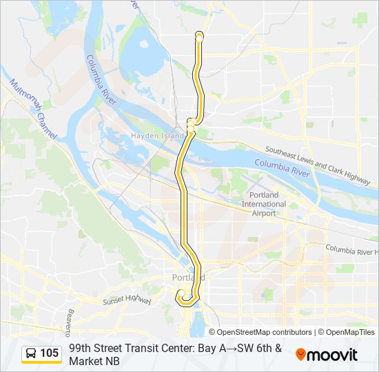 105 bus Line Map