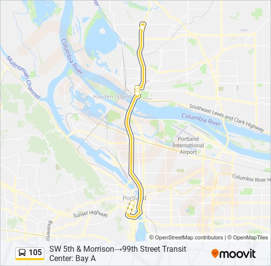 105 bus Line Map