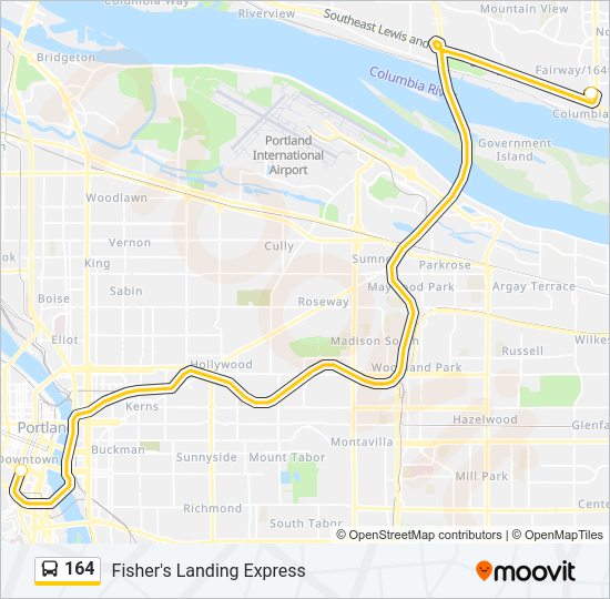 164 bus Line Map