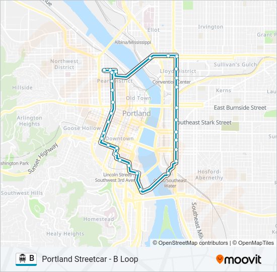 B Streetcar Line Map