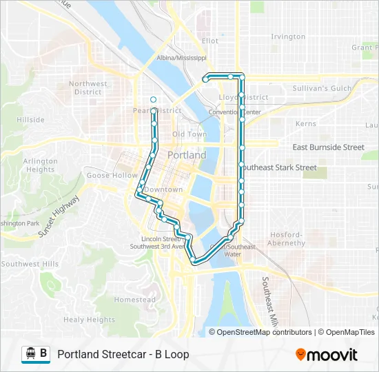 B Streetcar Line Map