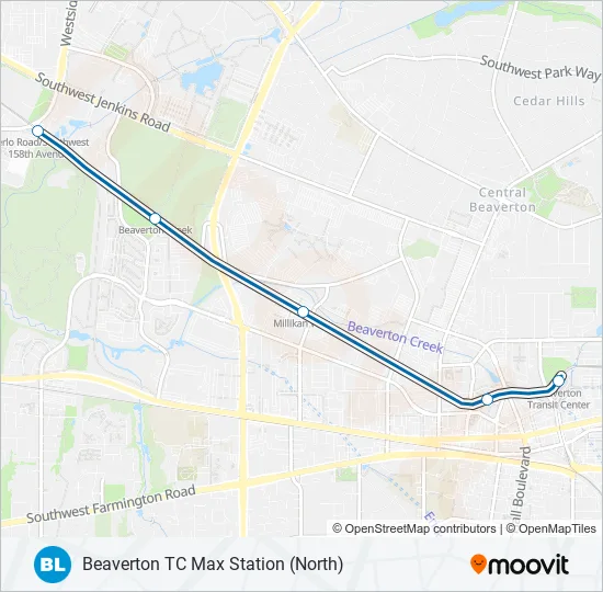 Max Blue Line Map Blue Route: Schedules, Stops & Maps - Beaverton Tc Max Station (North)  (Updated)