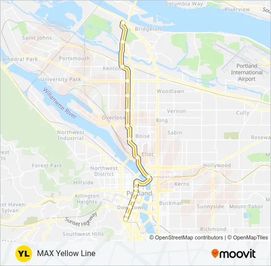 YELLOW Light Rail Line Map