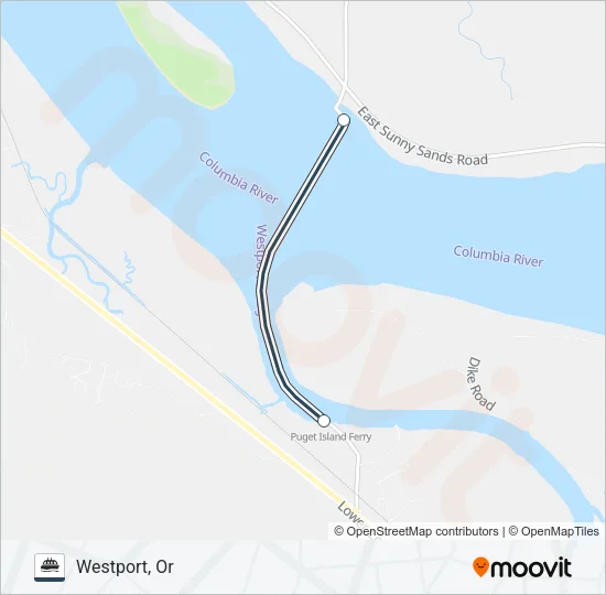 WAHKIAKUM COUNTY FERRY Ferry Line Map