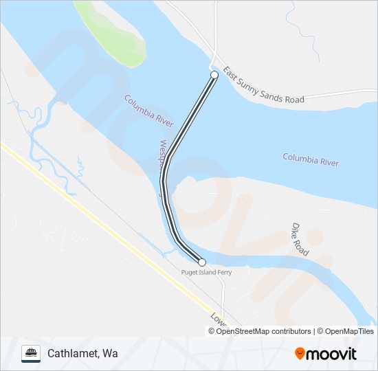 WAHKIAKUM COUNTY FERRY ferry Line Map