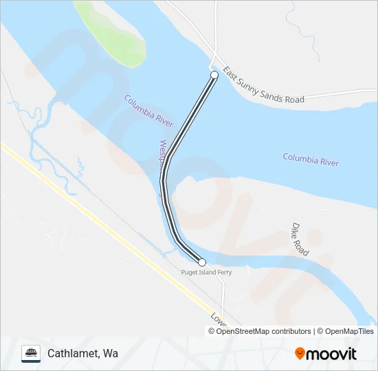 WAHKIAKUM COUNTY FERRY Ferry Line Map