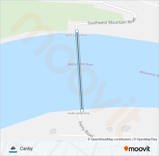 THE CANBY FERRY Ferry Line Map