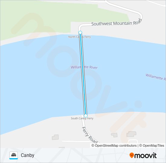 THE CANBY FERRY ferry Line Map