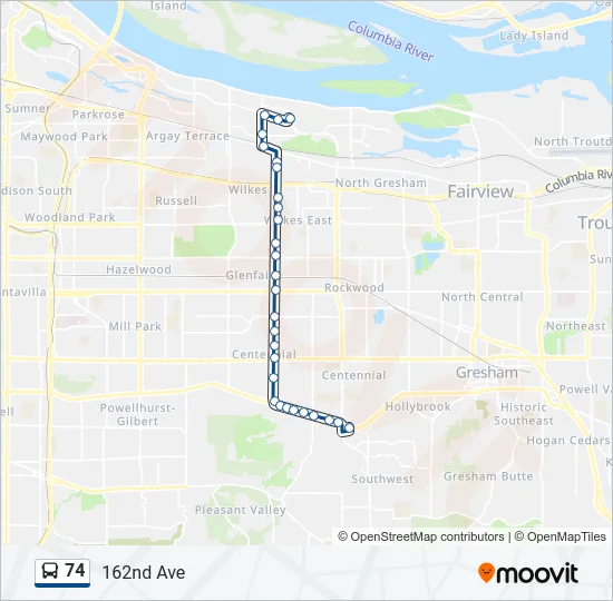 74 Bus Line Map