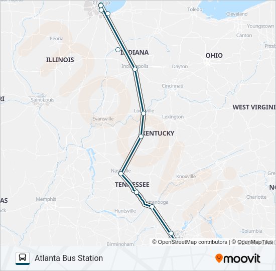 GREYHOUND US0100 Bus Line Map
