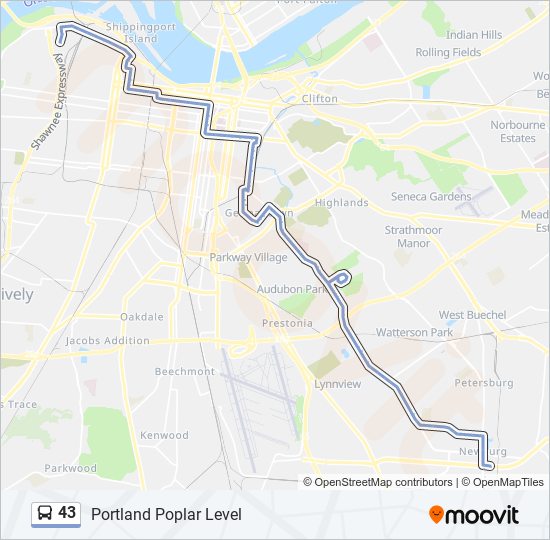 43 bus Line Map