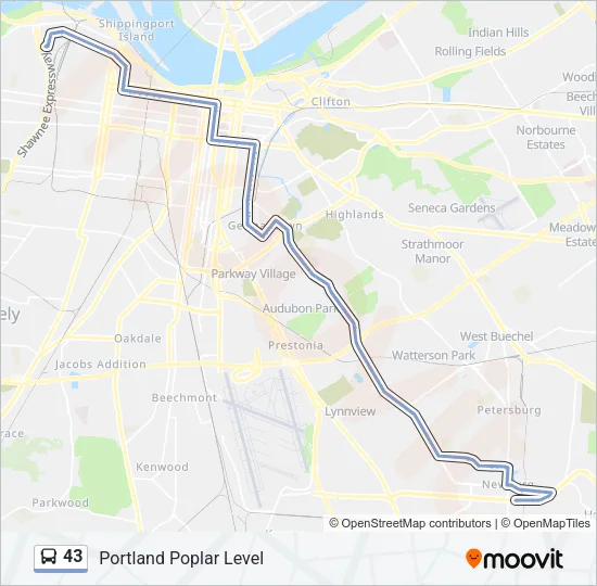 43 Bus Line Map