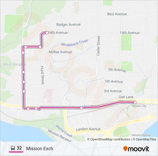 Plan de la ligne 32 de bus