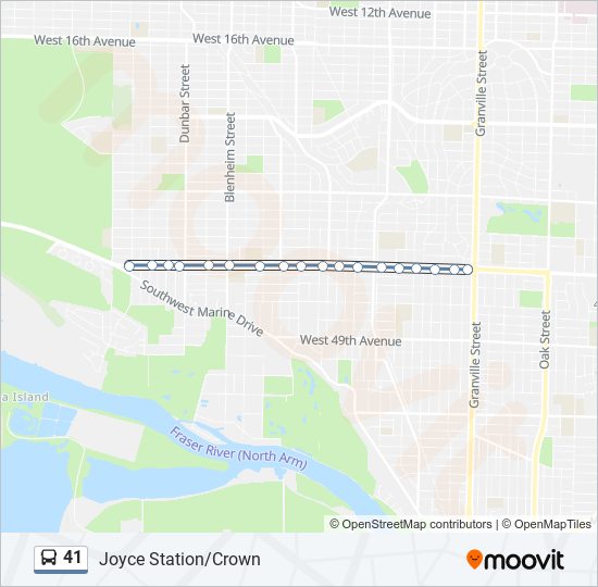 41 bus Line Map