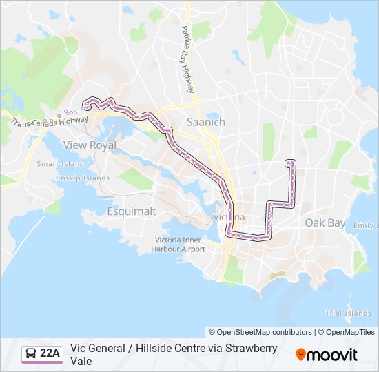 Plan de la ligne 22A de bus