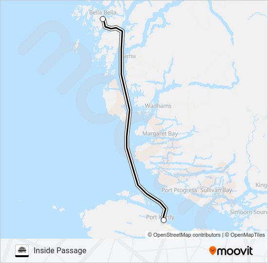 INSIDE PASSAGE ferry Line Map