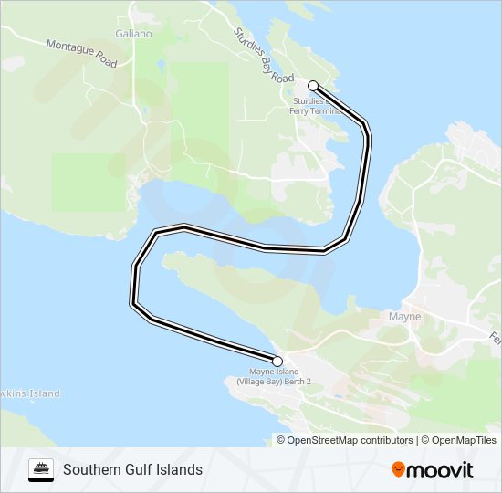 Plan de la ligne SOUTHERN GULF ISLANDS de ferry