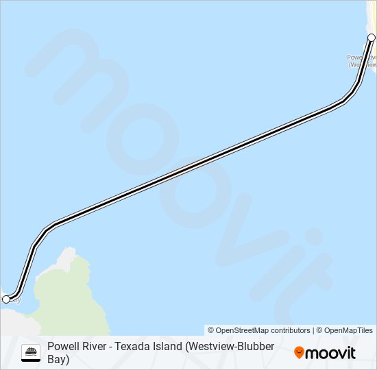Plan de la ligne POWELL RIVER - TEXADA ISLAND (WESTVIEW-BLUBBER BAY) de ferry