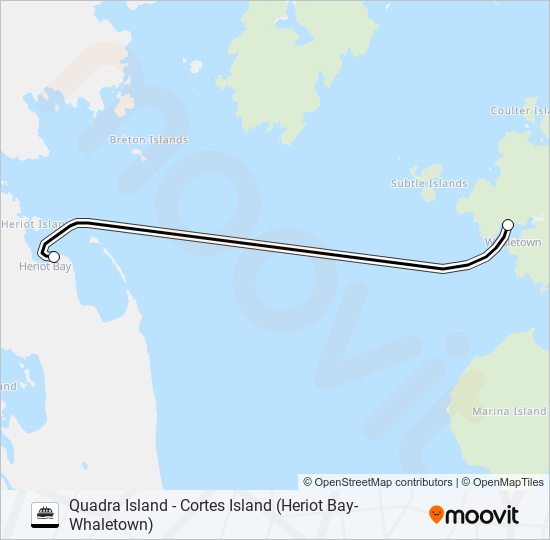 QUADRA ISLAND - CORTES ISLAND (HERIOT BAY-WHALETOWN) ferry Line Map