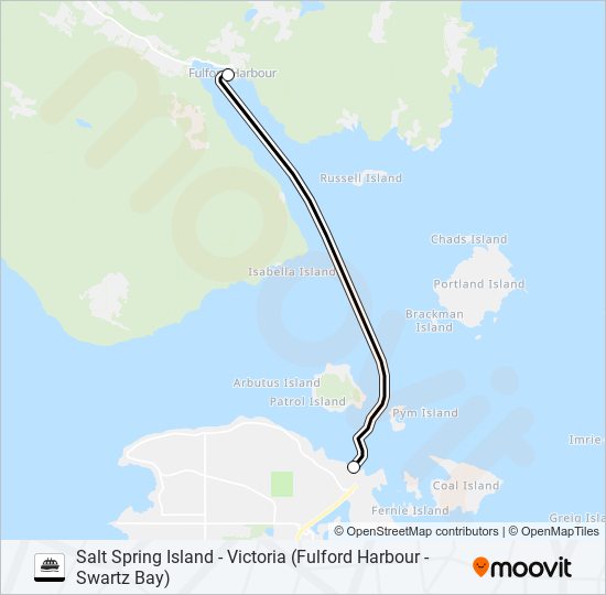 SALT SPRING ISLAND - VICTORIA (FULFORD HARBOUR - SWARTZ BAY) ferry Line Map