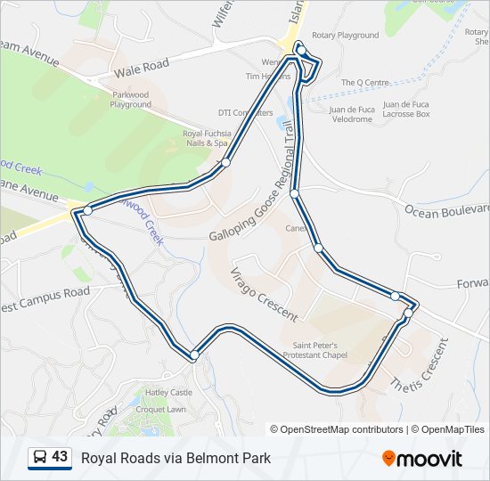 43 bus Line Map