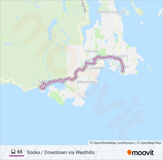 Plan de la ligne 65 de bus