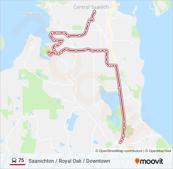 Plan de la ligne 75 de bus