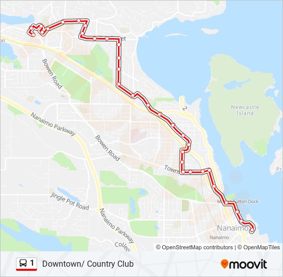 Plan de la ligne 1 de bus