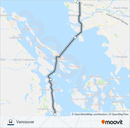 VANCOUVER - VICTORIA bus Line Map