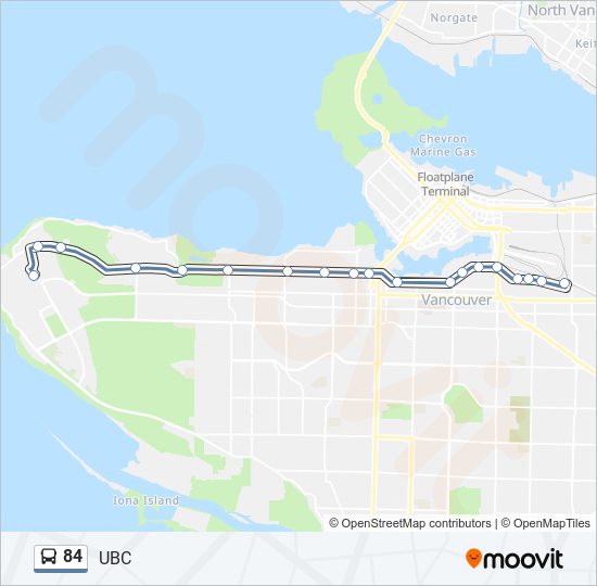 Plan de la ligne 84 de bus