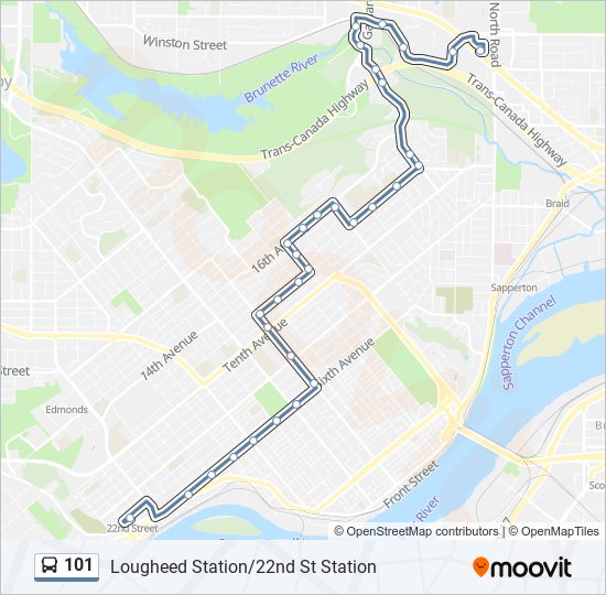 Plan de la ligne 101 de bus