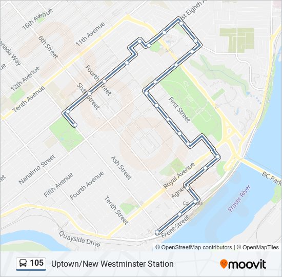 105 bus Line Map