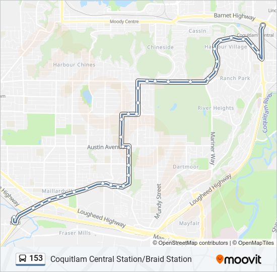 Plan de la ligne 153 de bus