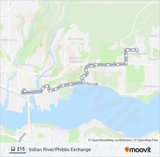 Plan de la ligne 215 de bus