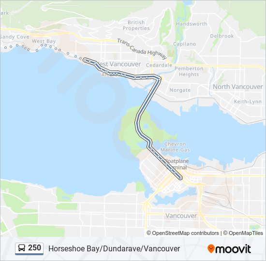 Plan de la ligne 250 de bus