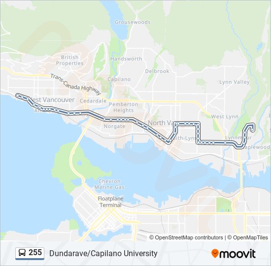 255 bus Line Map