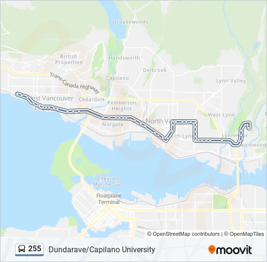 Bus 255 Route Map 255 Route: Schedules, Stops & Maps - Capilano University - Via 15Th St &  Lonsdale (Updated)