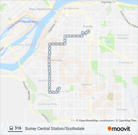 Plan de la ligne 316 de bus
